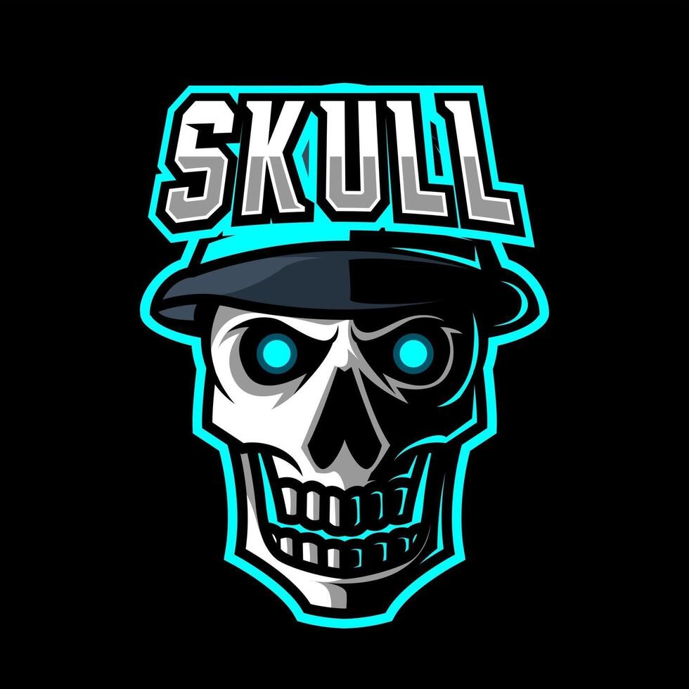Skull army hat mascot gaming logo design vector template