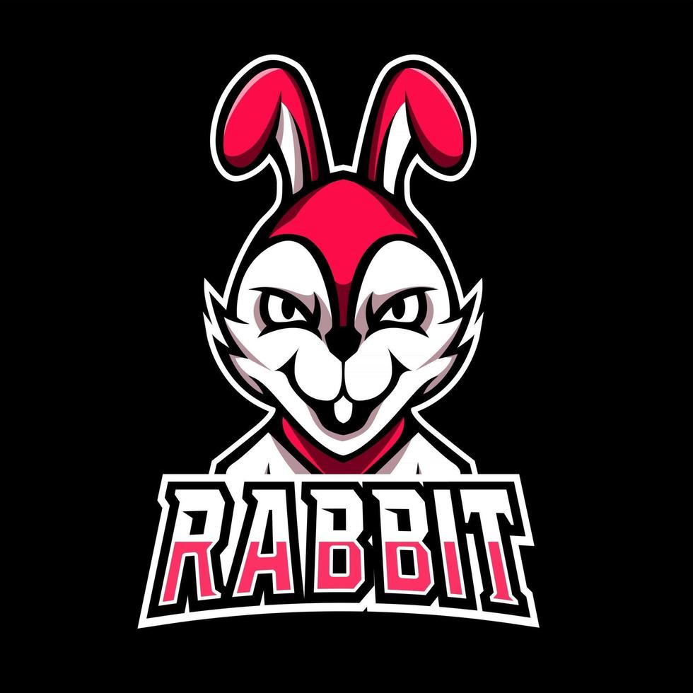 plantilla de logotipo de deporte de mascota de conejo blanco vector