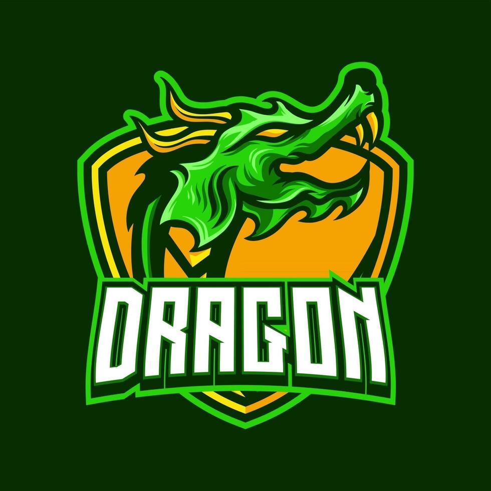 Dragon mascot gaming logo design vector template for sport and esport