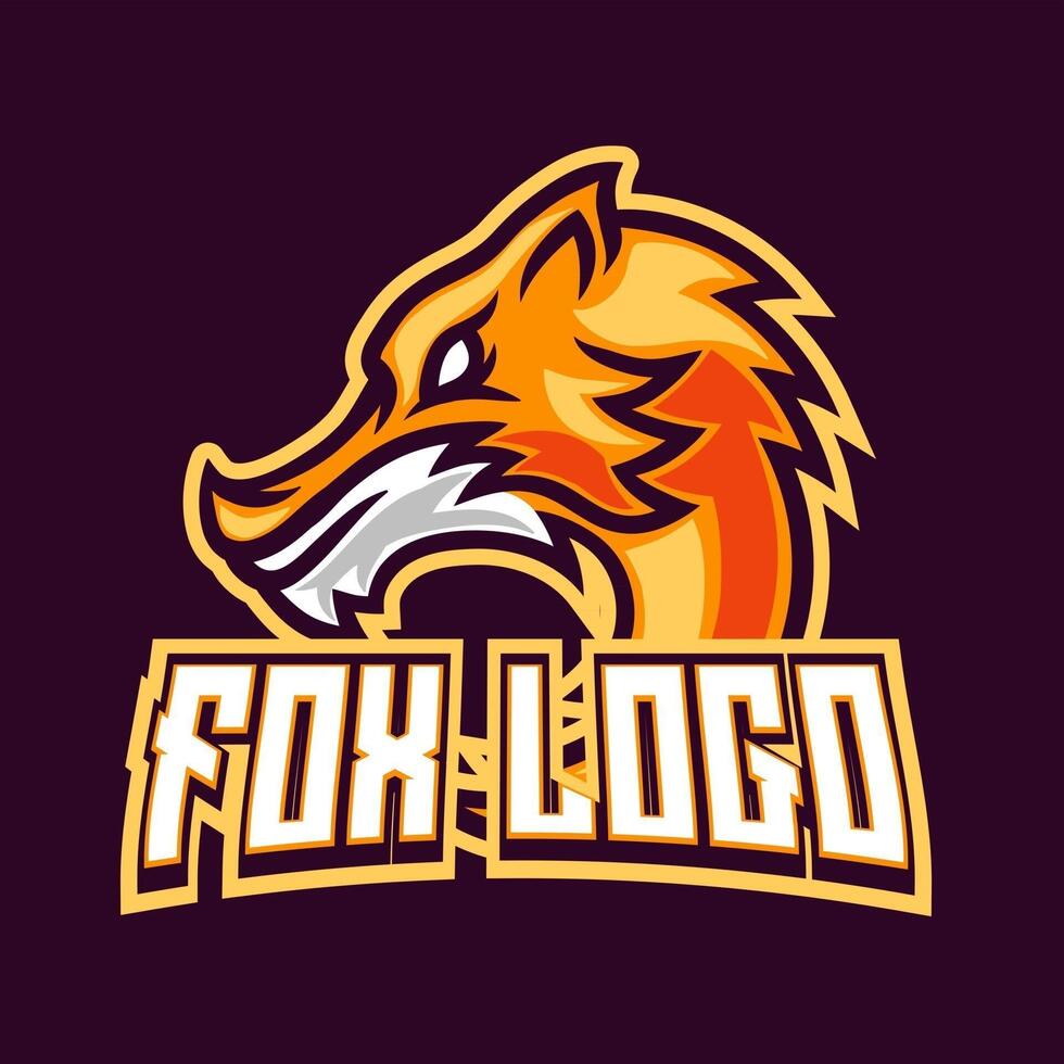 Fox gaming mascot logo design vector template for sport and esport team