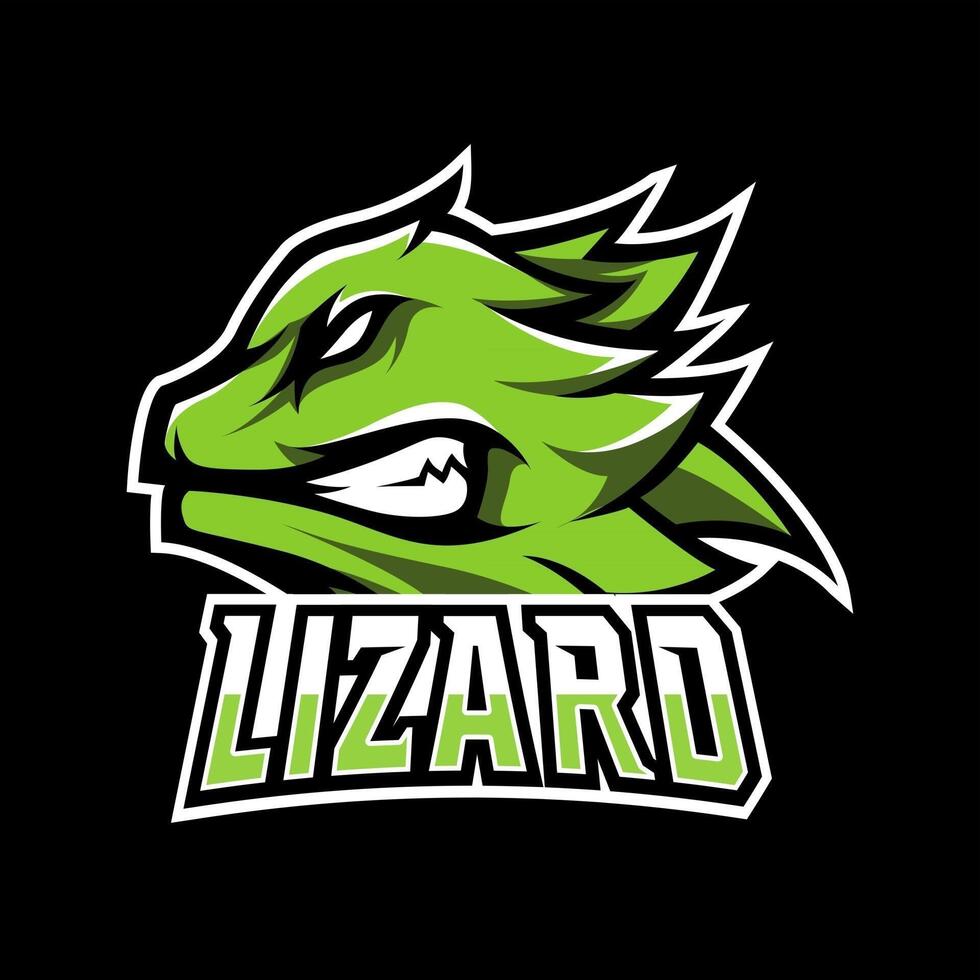 Green angry lizard head mascot sport esport logo template vector