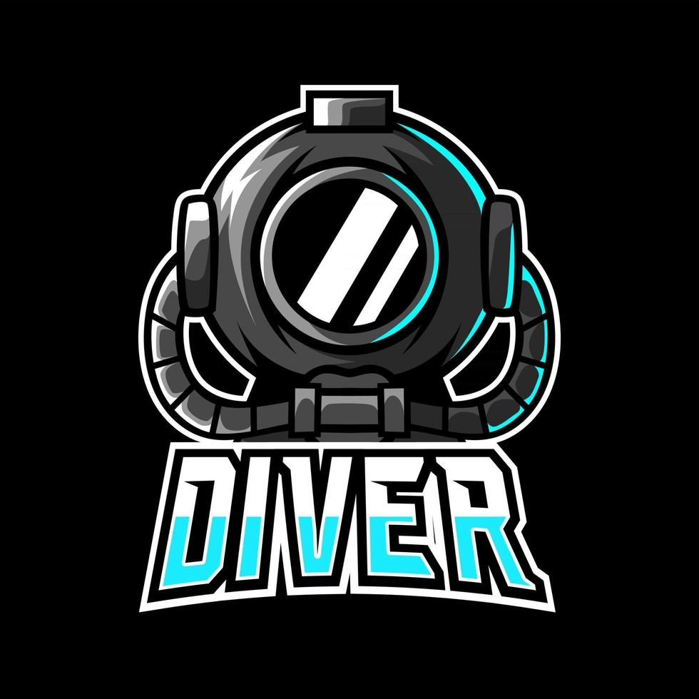 Diver scuba helmet mascot sport esport logo template vector