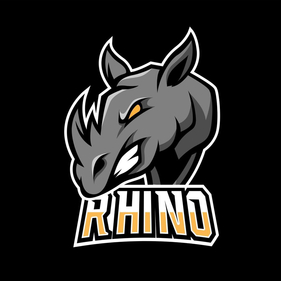 Black angry rhino mascot sport esport logo template vector