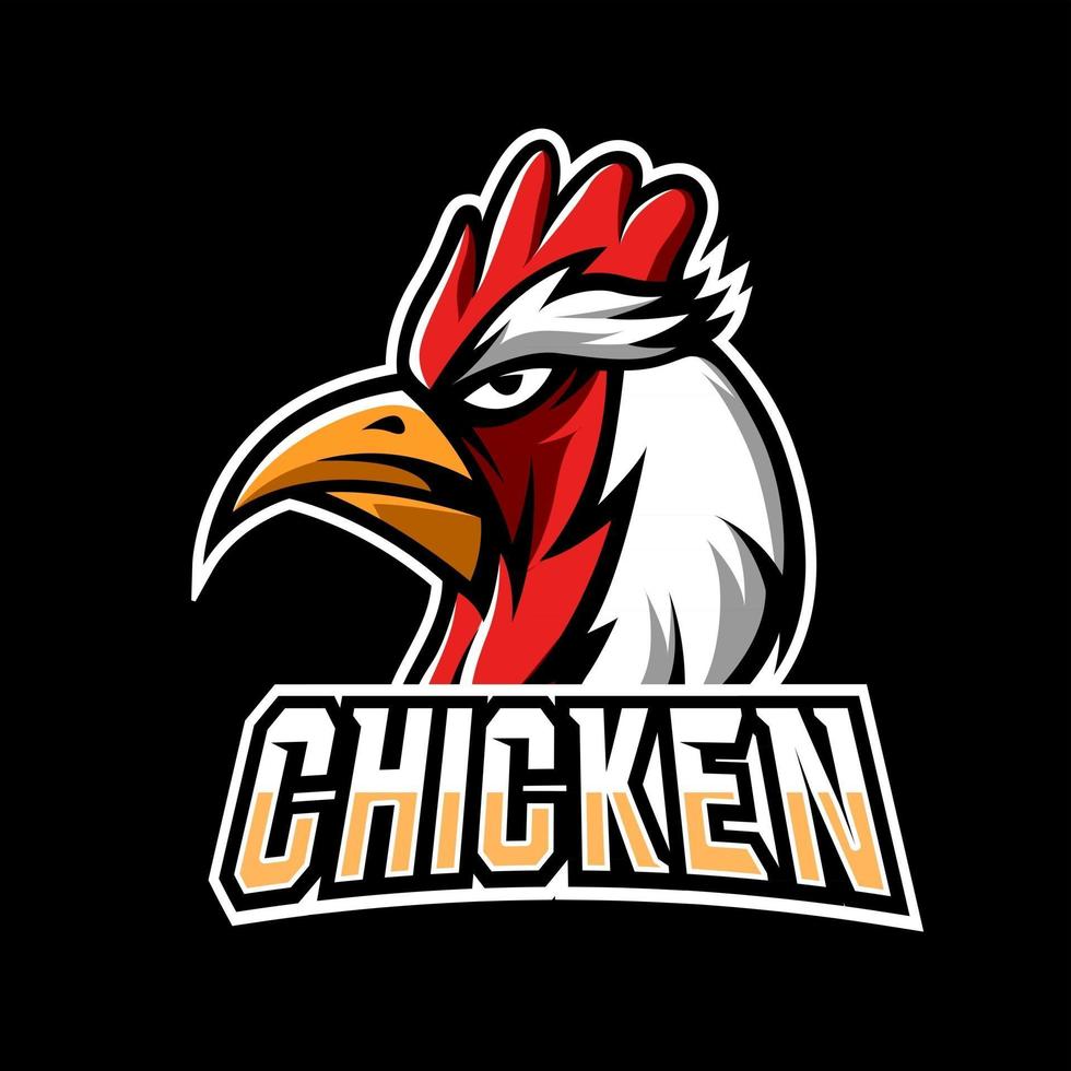 plantilla de logotipo de deporte de mascota de asador de pollo rojo vector