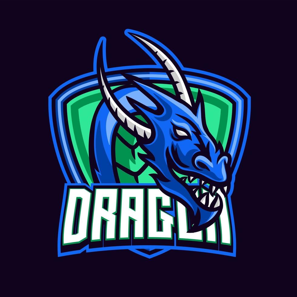 Plantilla de vector de diseño de logotipo de juego de mascota de dragón para deporte y esport