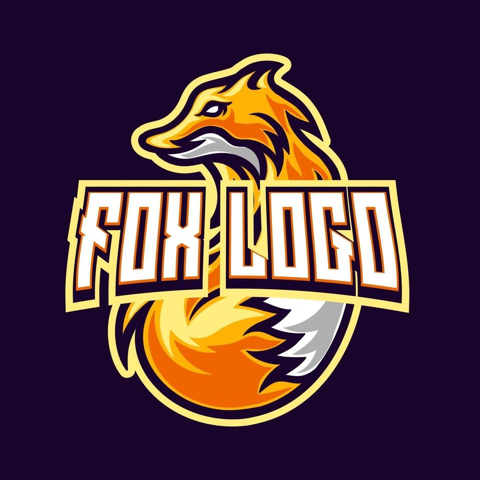 Fox gaming mascot logo design vector template for sport and esport team