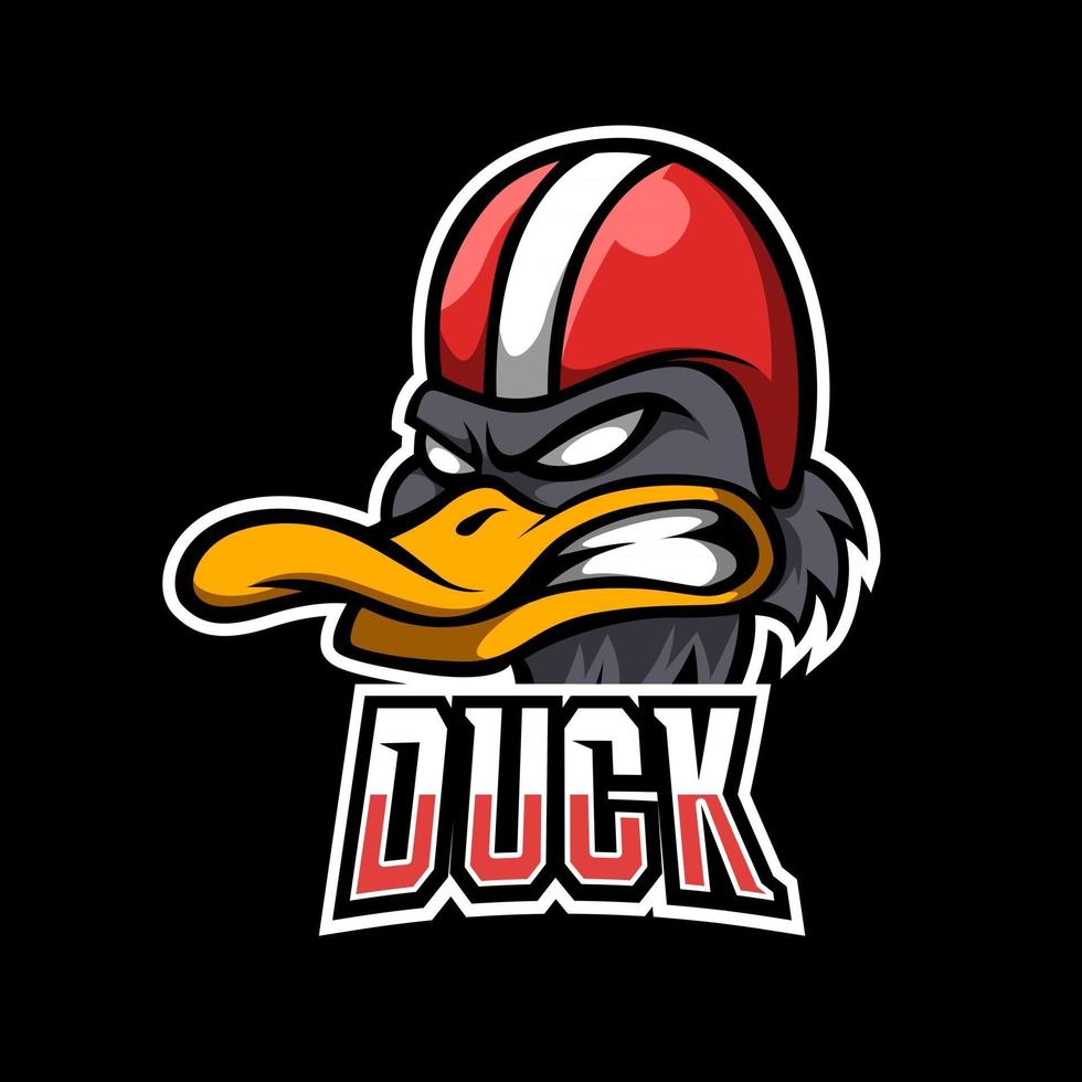 Angry duck rider mascot sport esport logo template vector