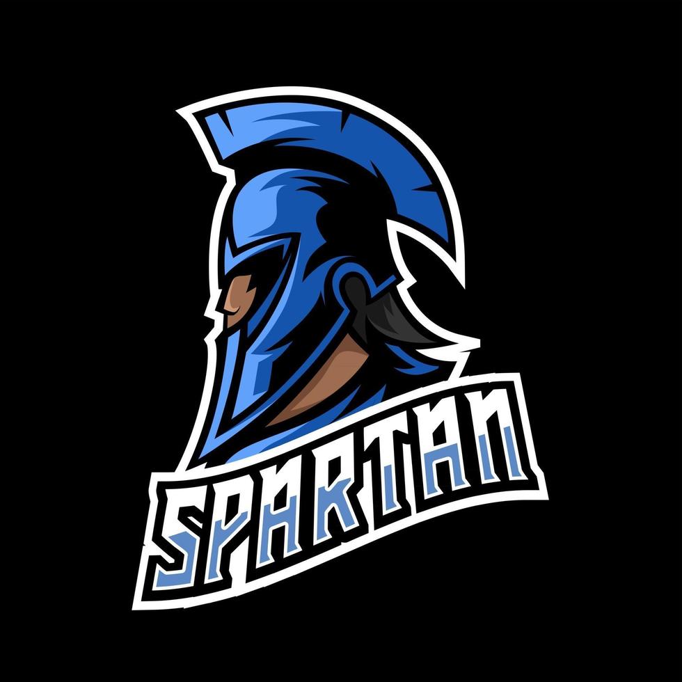azul espartano warior mascota deporte esport logo plantilla con máscara vector