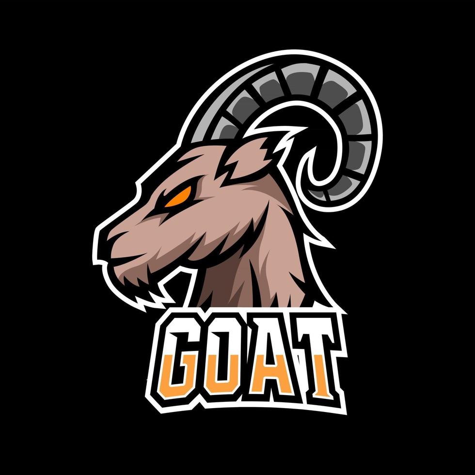 Goat sheeep mascot sport esport logo template black fur green horn vector