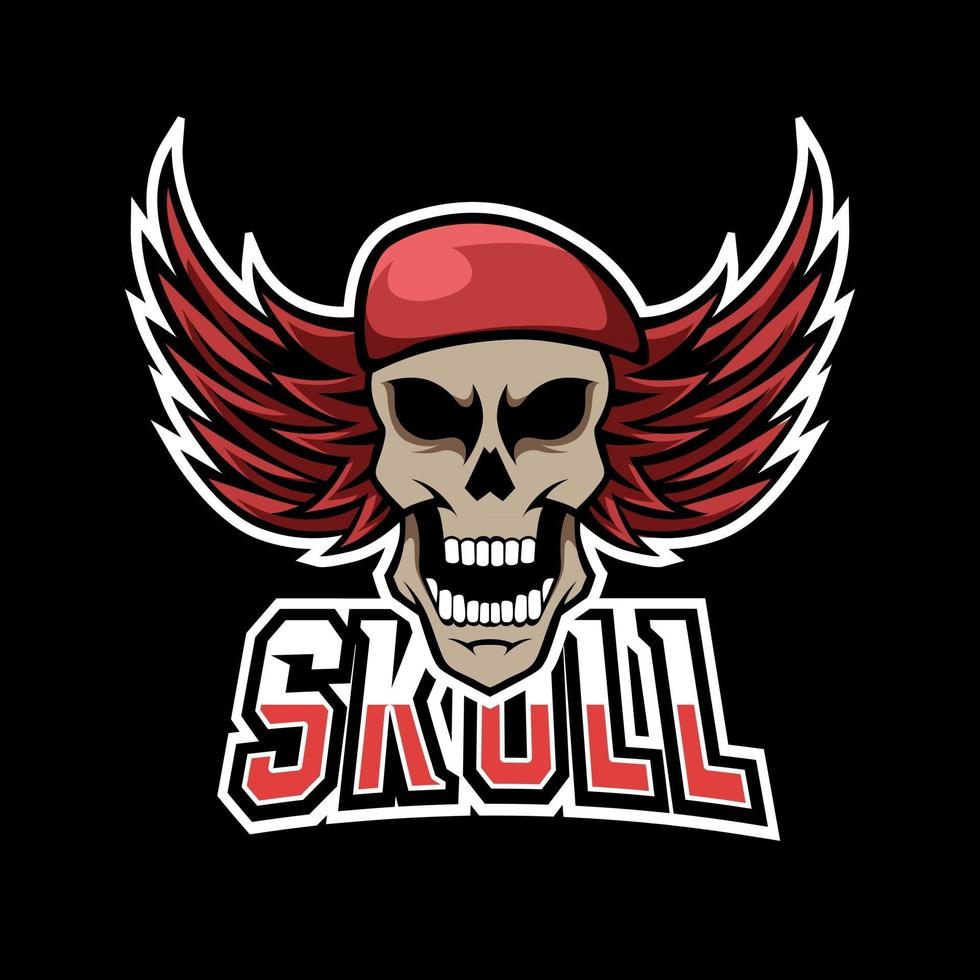 Skull army hat wings mascot sport esport logo template vector