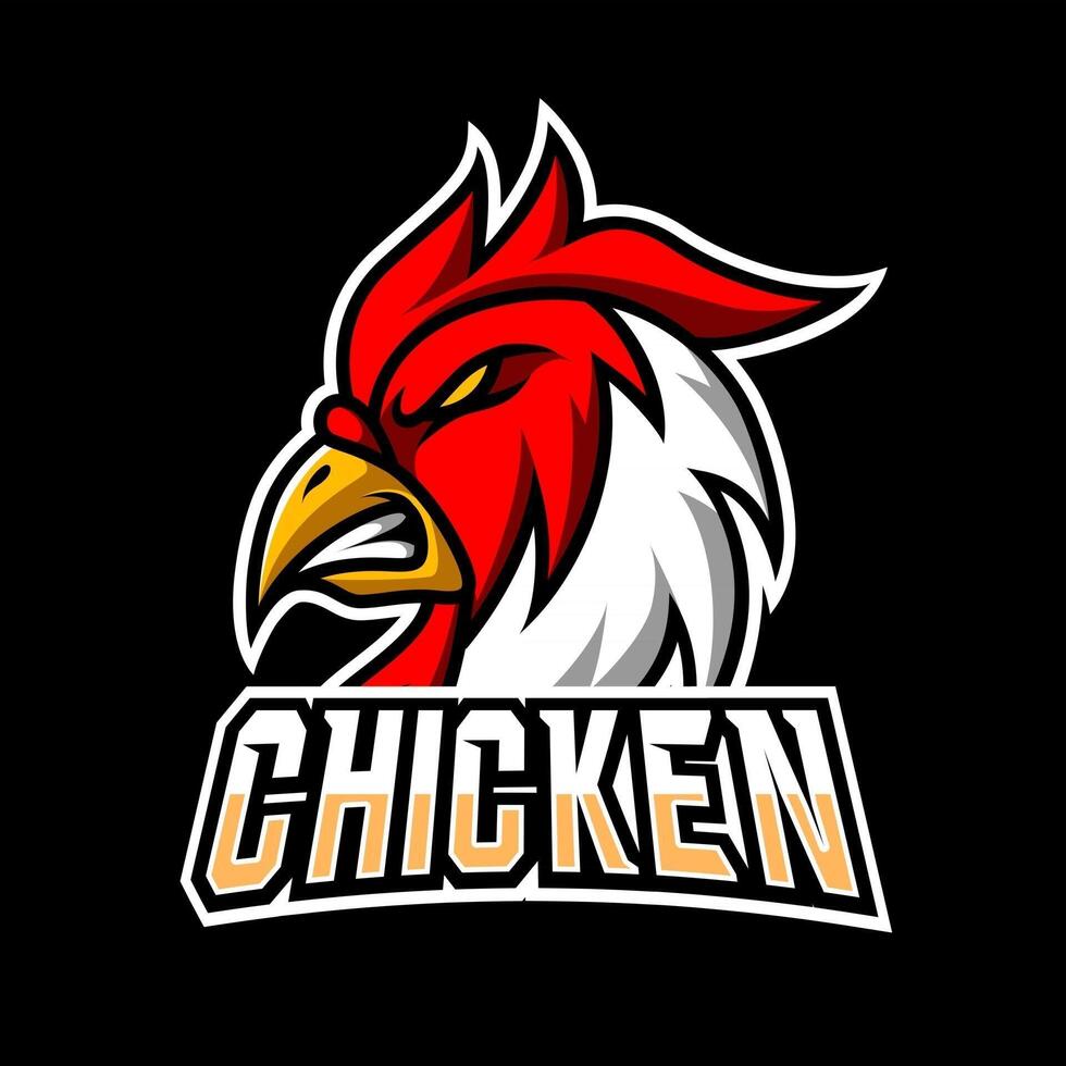 Red chicken roaster mascot sport gaming esport logo template for squad team club vector