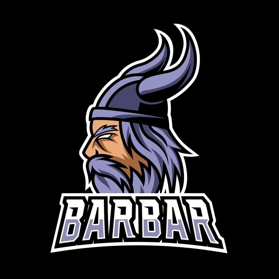 Barbarian helmet mascot sport gaming esport logo template for squad team club vector