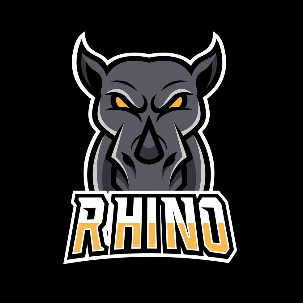 plantilla de logotipo de deporte de juego deportivo de mascota de rinoceronte enojado negro para streamer squad team club vector