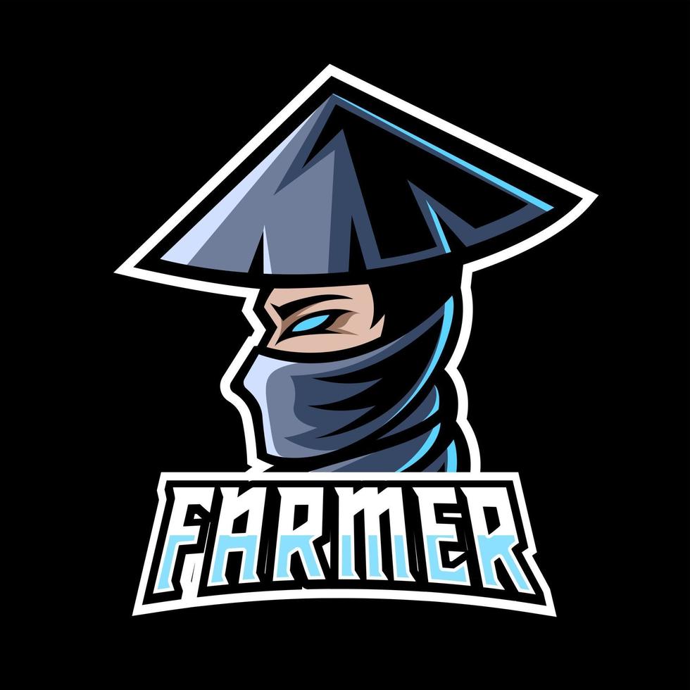 Old farmer mascot gaming sport esport logo template with cap, beard, hat vector