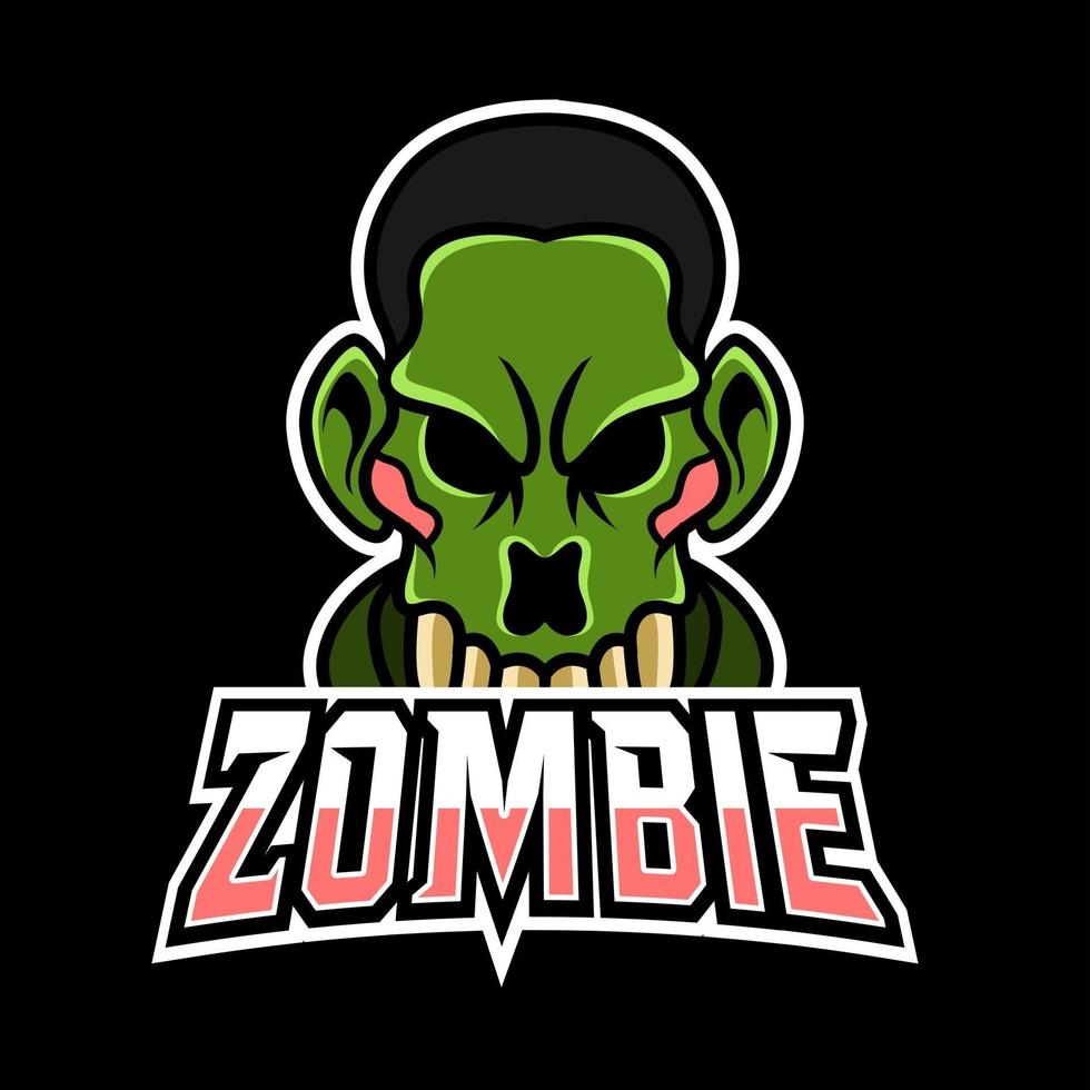 Crazy zombie open head mascot sport gaming esport logo template for streamer squad team club vector