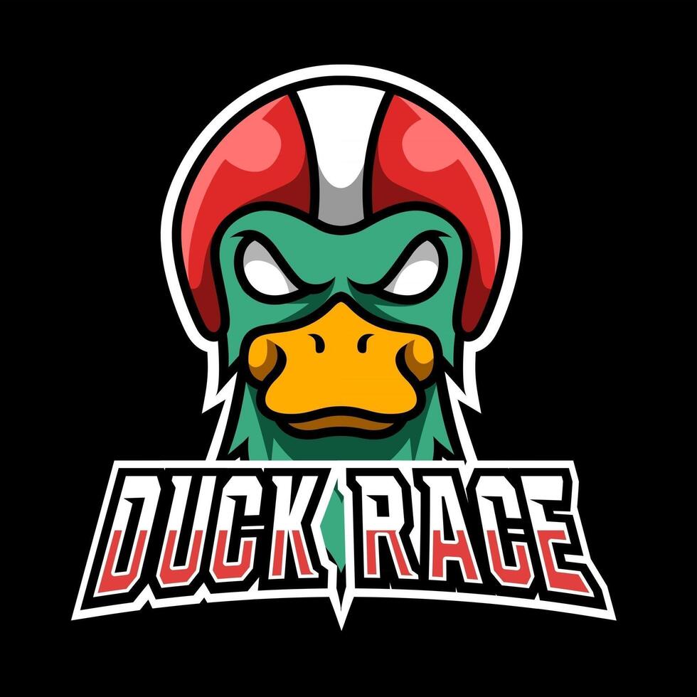 Angry duck rider mascot sport gaming esport logo template for streamer squad team club vector