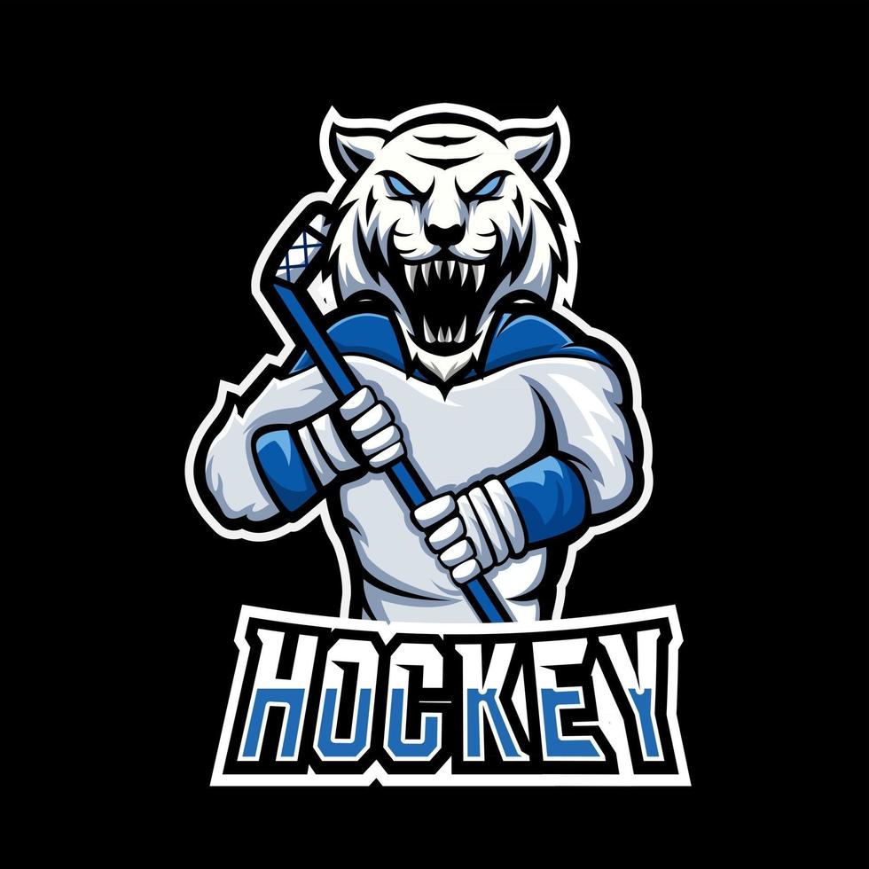 plantilla de logotipo de mascota de deporte de hockey o esport, para su equipo vector