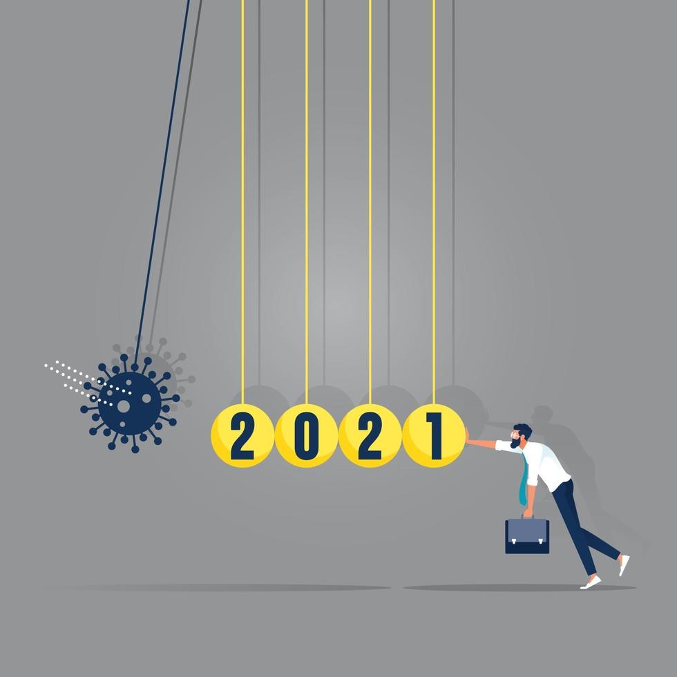 Coronavirus Covid-19 impact newton's cradle creative concept vector