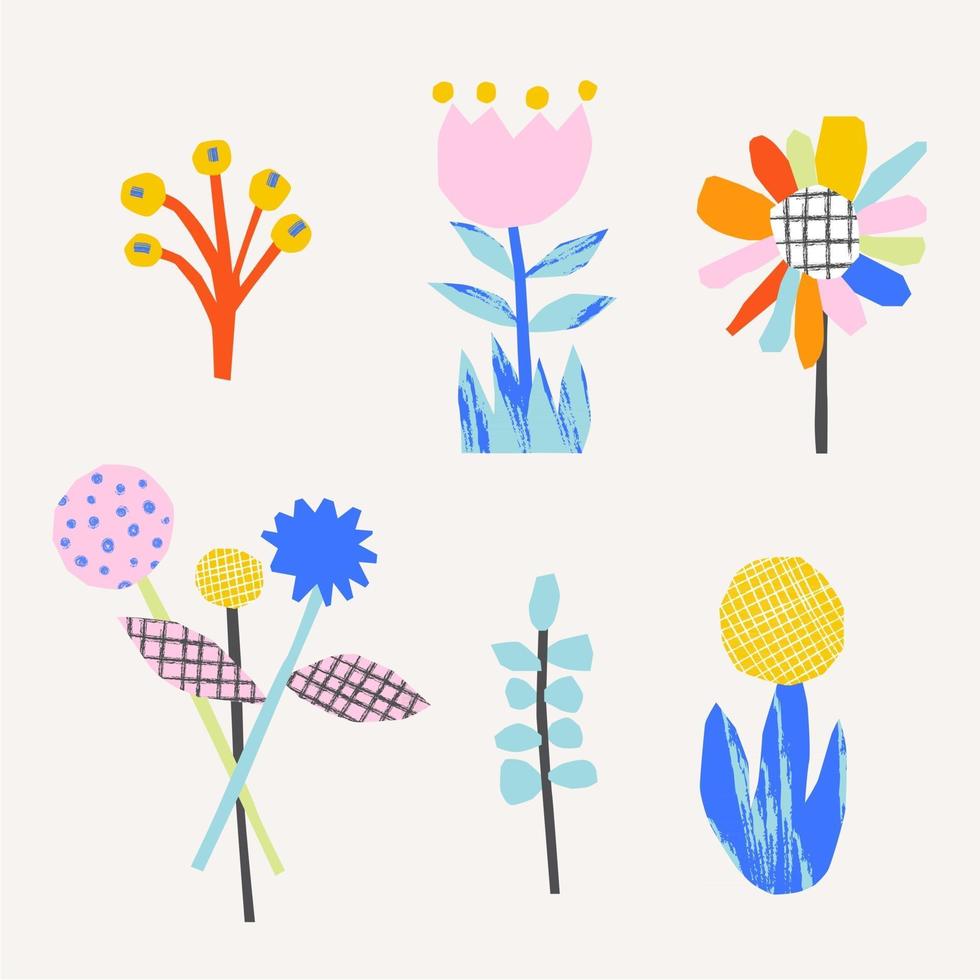 patrón simple con lindas flores. fondo floral abstracto. ilustración vectorial para diseño, tela e impresión. estilo de ilustración de corte de papel. vector