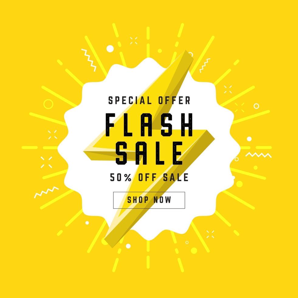 Flash Sale with thunder banner template design. vector