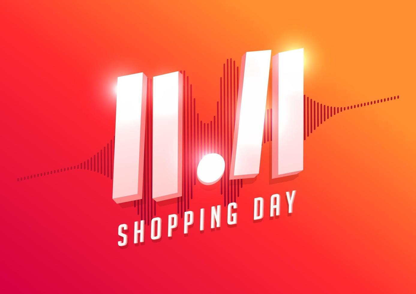 11.11 Shopping day sale poster or flyer design. Global shopping world day Sale on colorful background. 11.11 Crazy sales online. vector