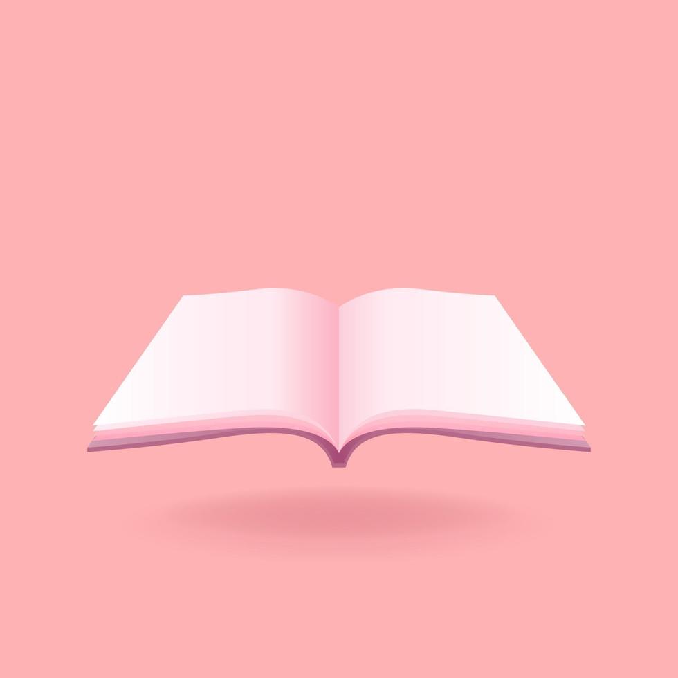 Open book side view isolated object. vector