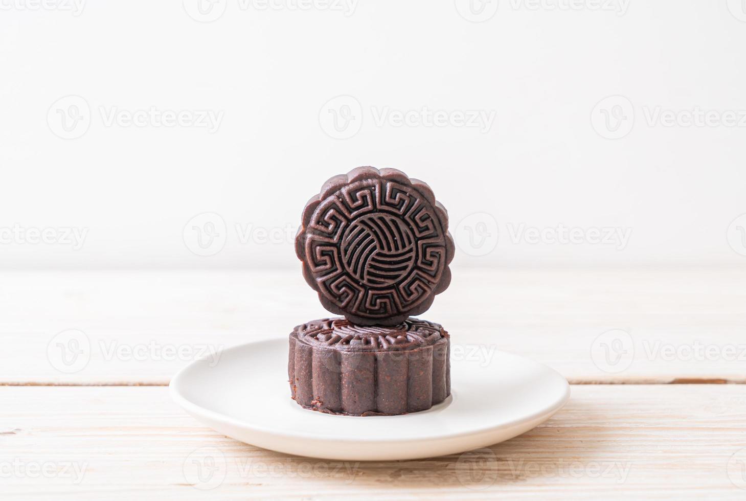 Chinese moon cake dark chocolate flavor for Mid-Autumn Festival photo