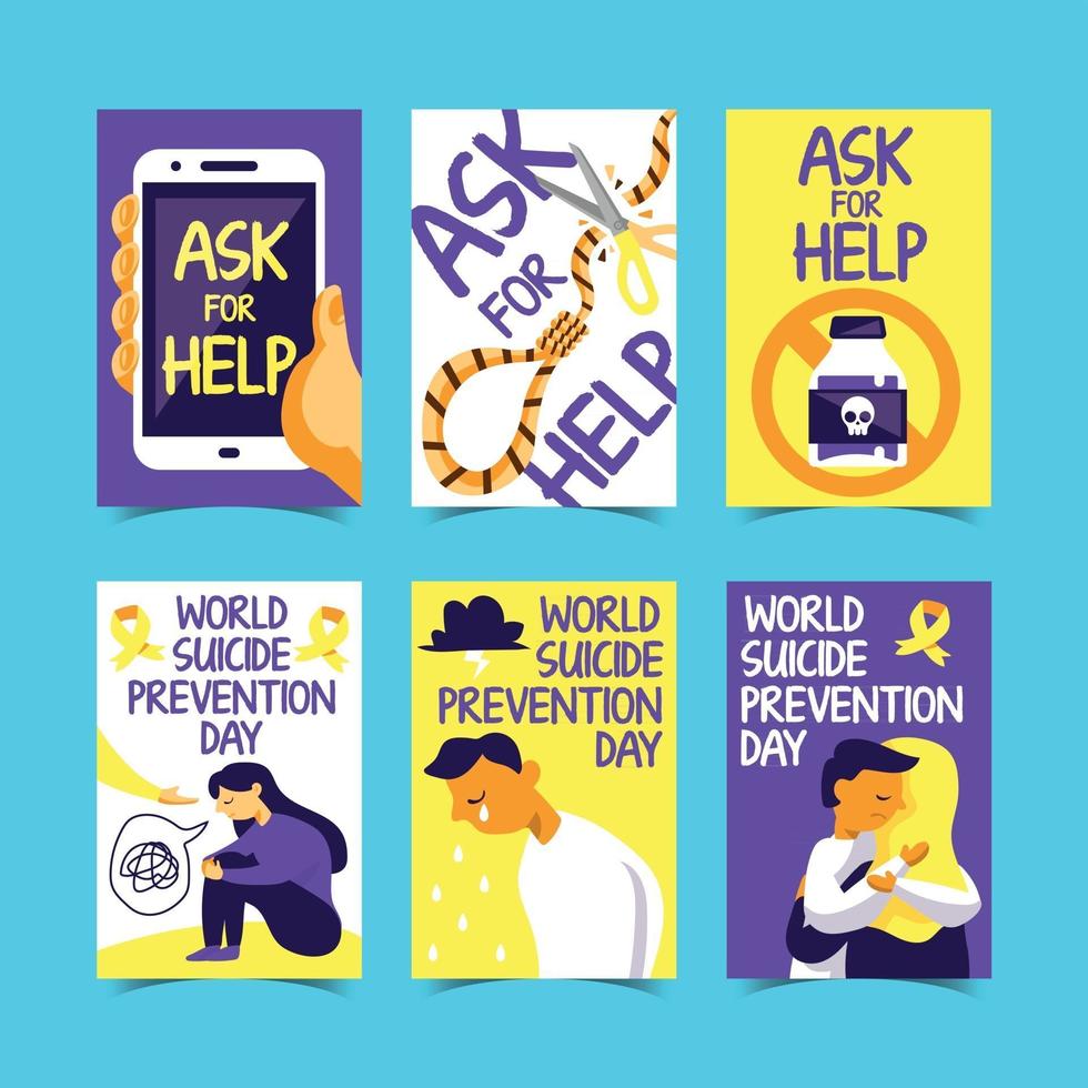 Suicide Prevention Cards vector