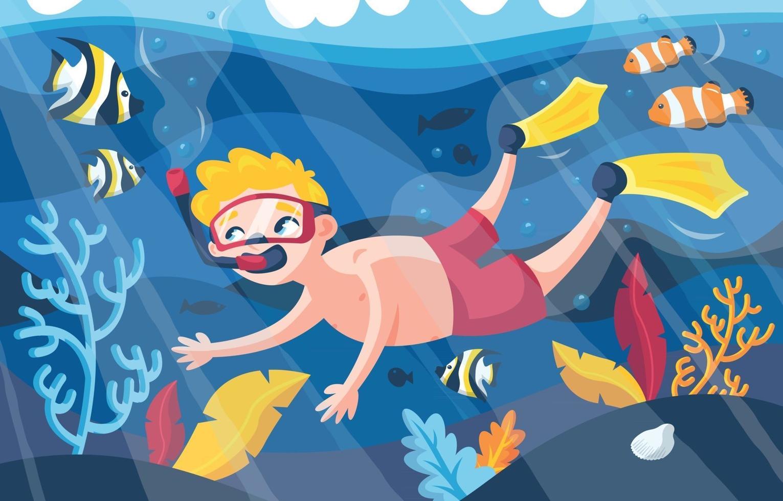 Diving in the Sea Illustration vector