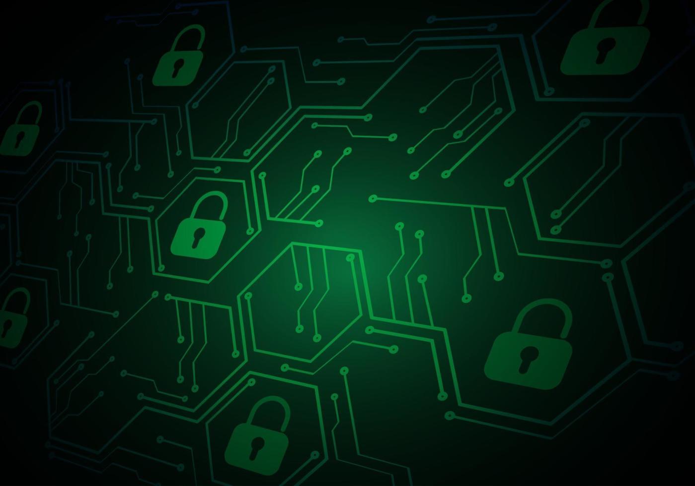 Closed Padlock on digital background, cyber security vector