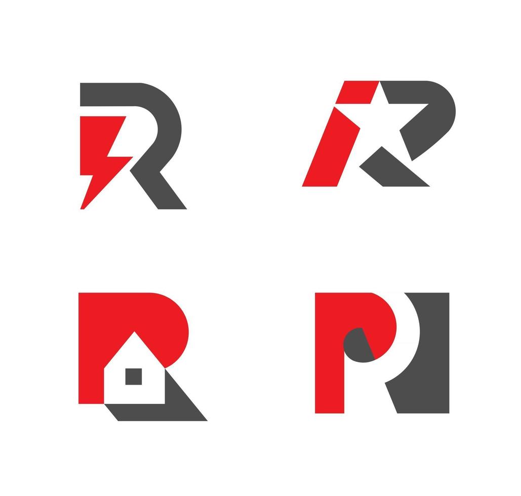 Set of letter r logo design collection vector