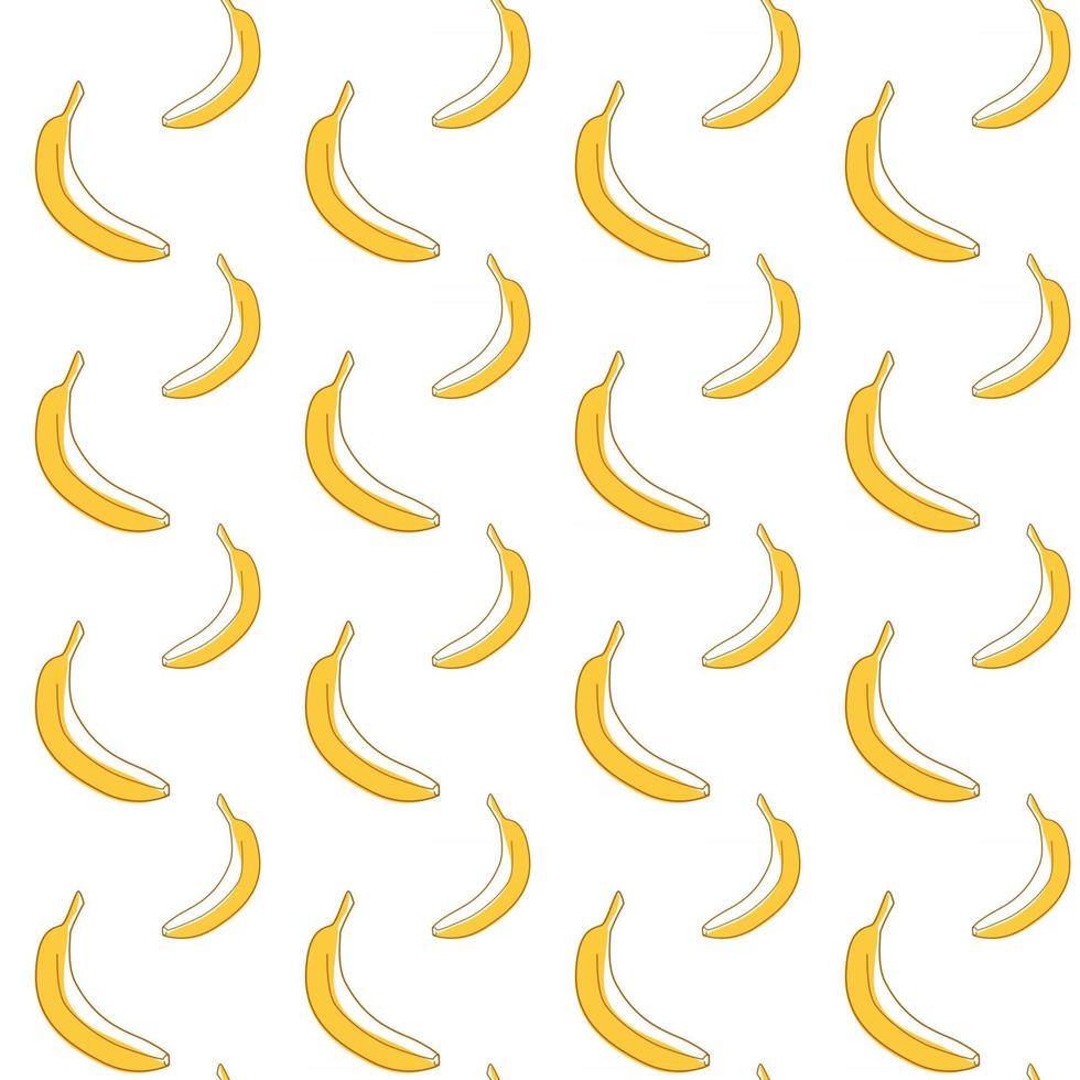 Seamless vector pattern of yellow bananas in the style of line art