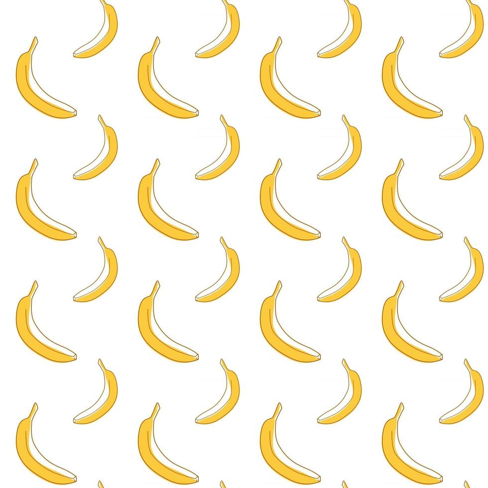 Seamless vector pattern of yellow bananas in the style of line art