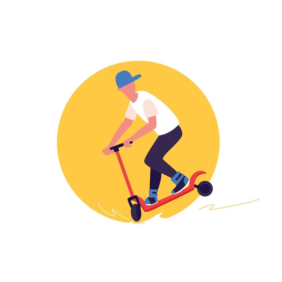 joven, conducir, patineta, ilustración, vector, concepto vector