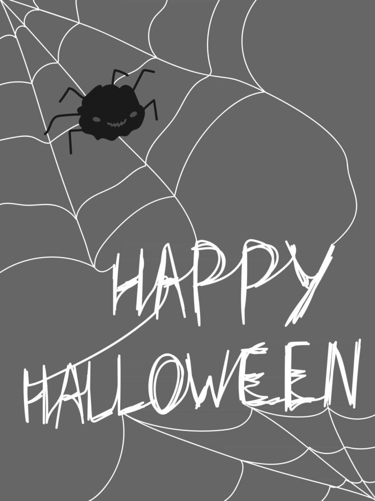 Feliz halloween texto de letras lindo araña telarañas cartel banner folleto vector