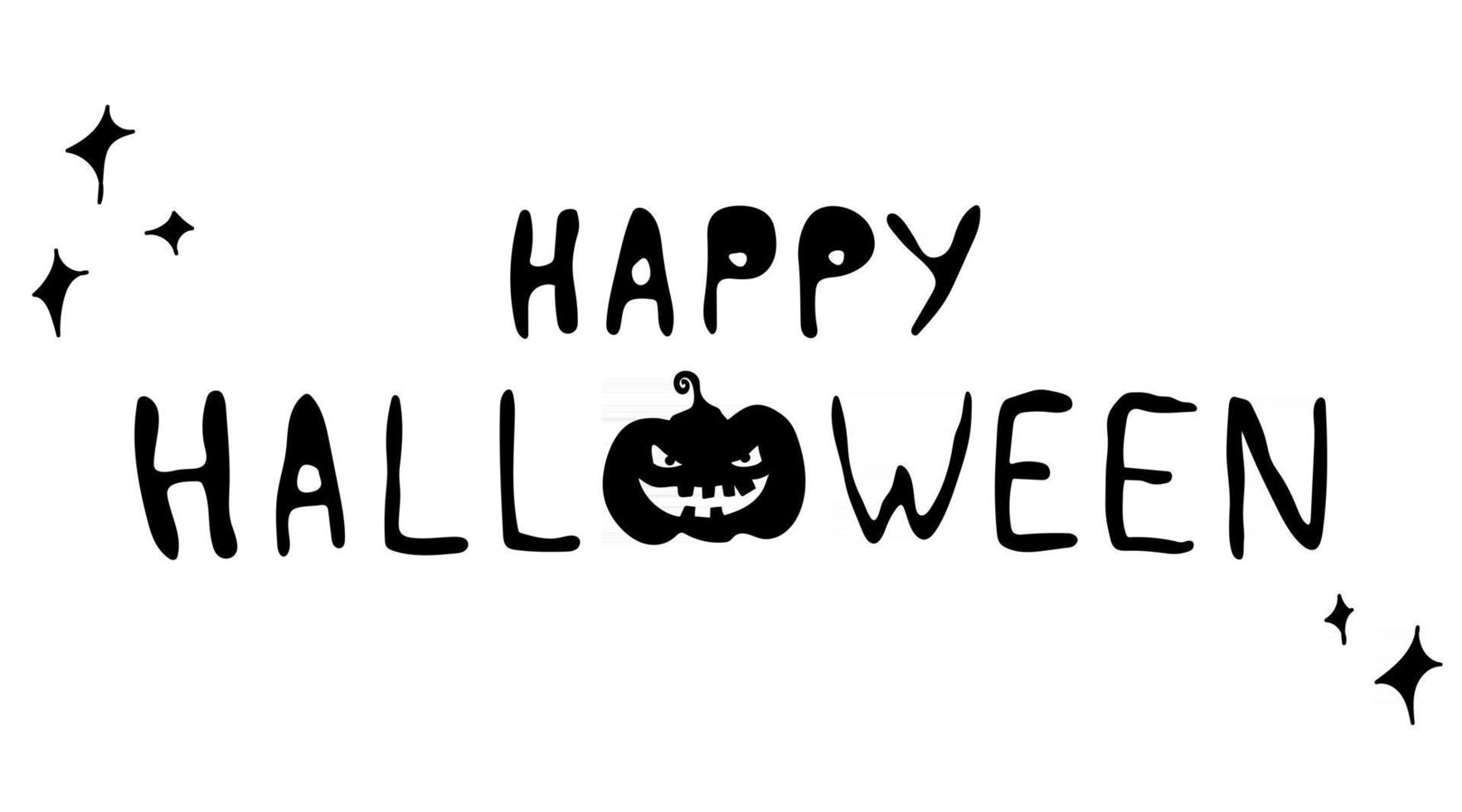 Happy halloween black lettering text Cute pumpkin stars poster banner brochure vector