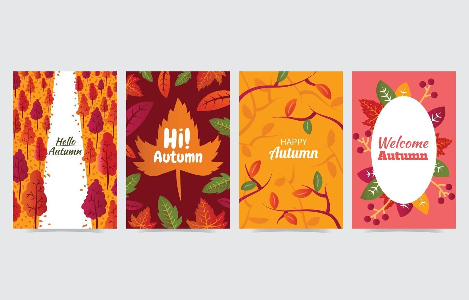 Autumn Card Background Template Set vector