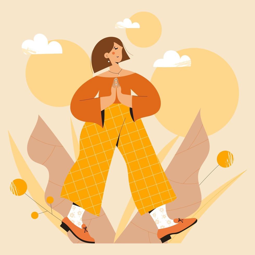 Mindful walking meditation vector