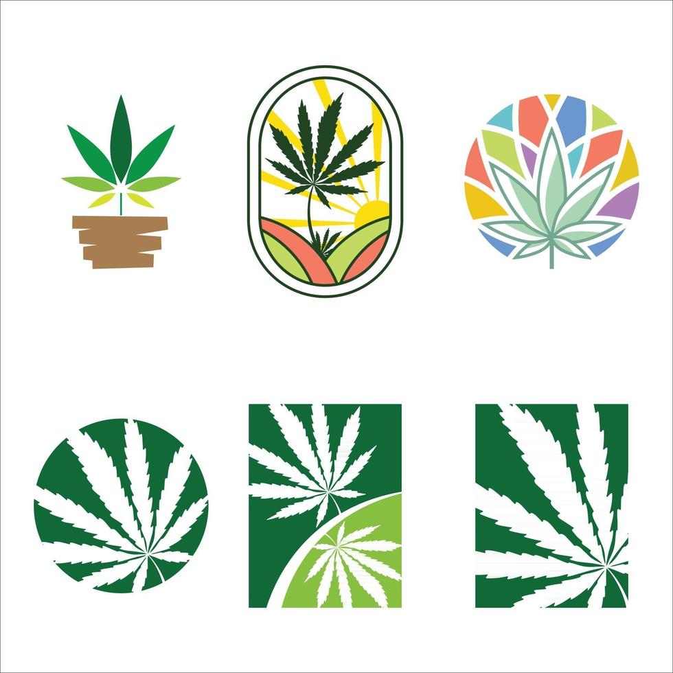 Cannabis logo set vector