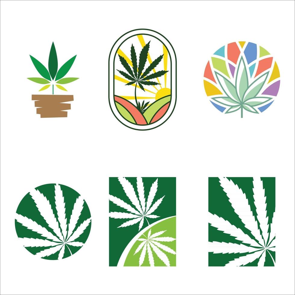 conjunto de logotipo de cannabis vector