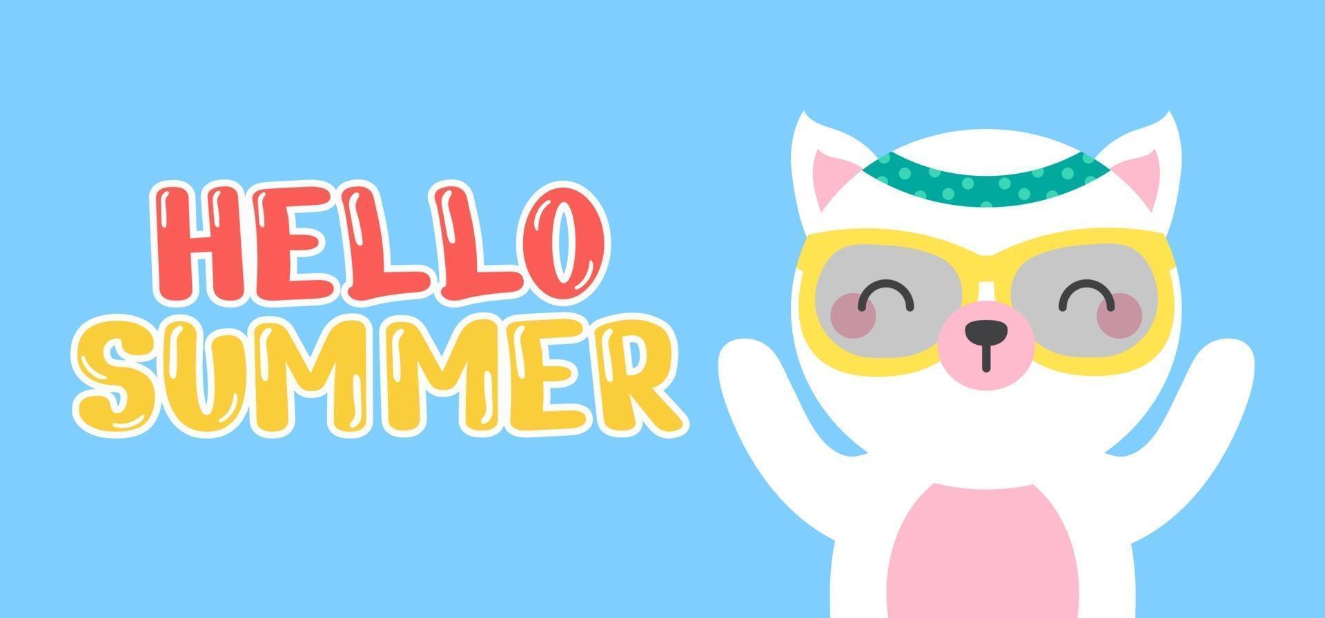 Hand draw illustration of summer greeting banner. vector