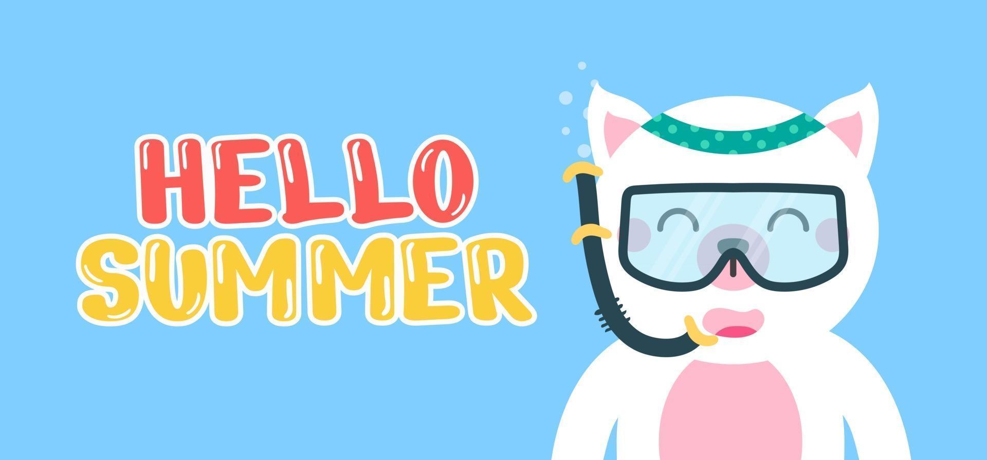 Hand draw illustration of summer greeting banner. vector