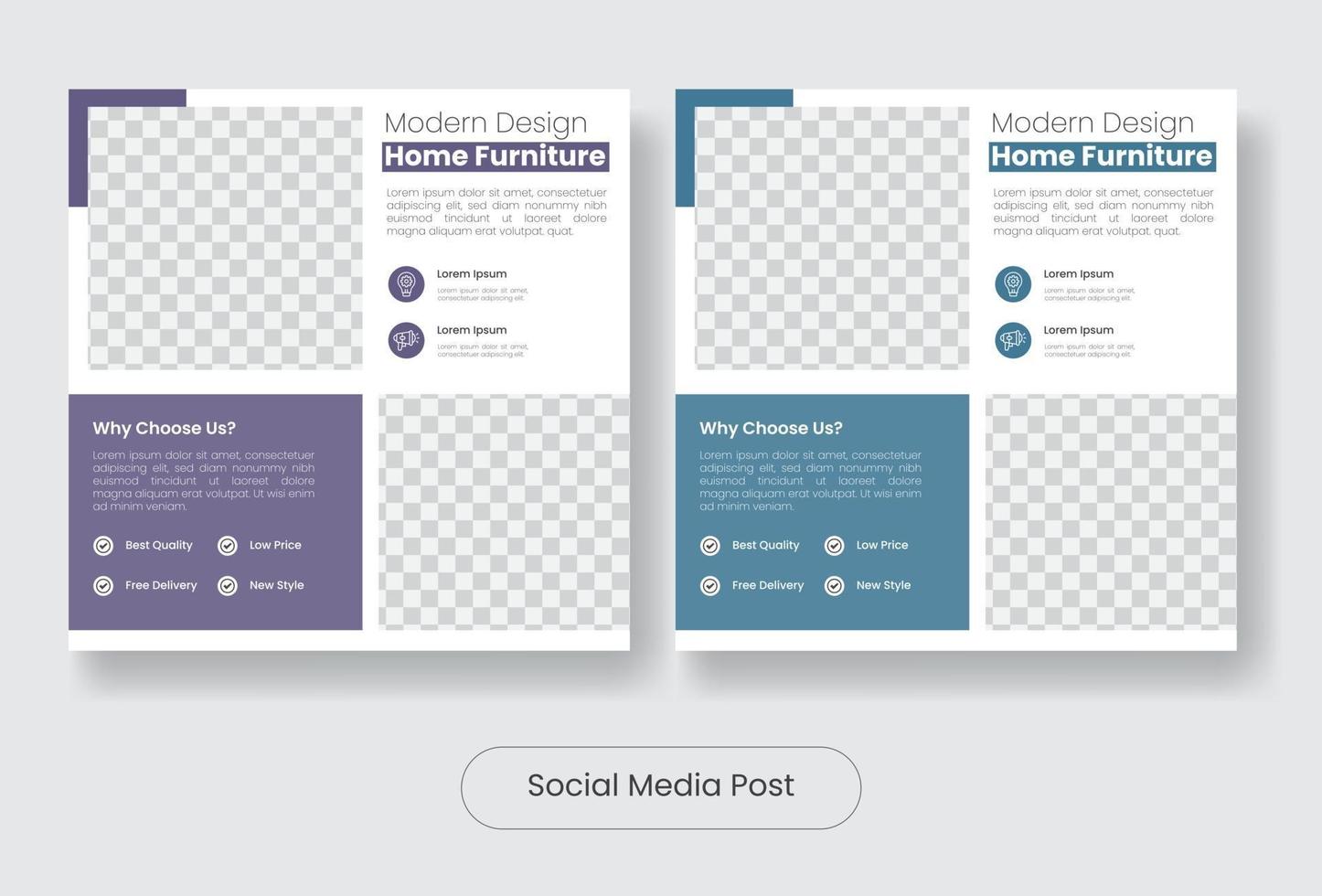 Modern furniture social media post banner template set vector