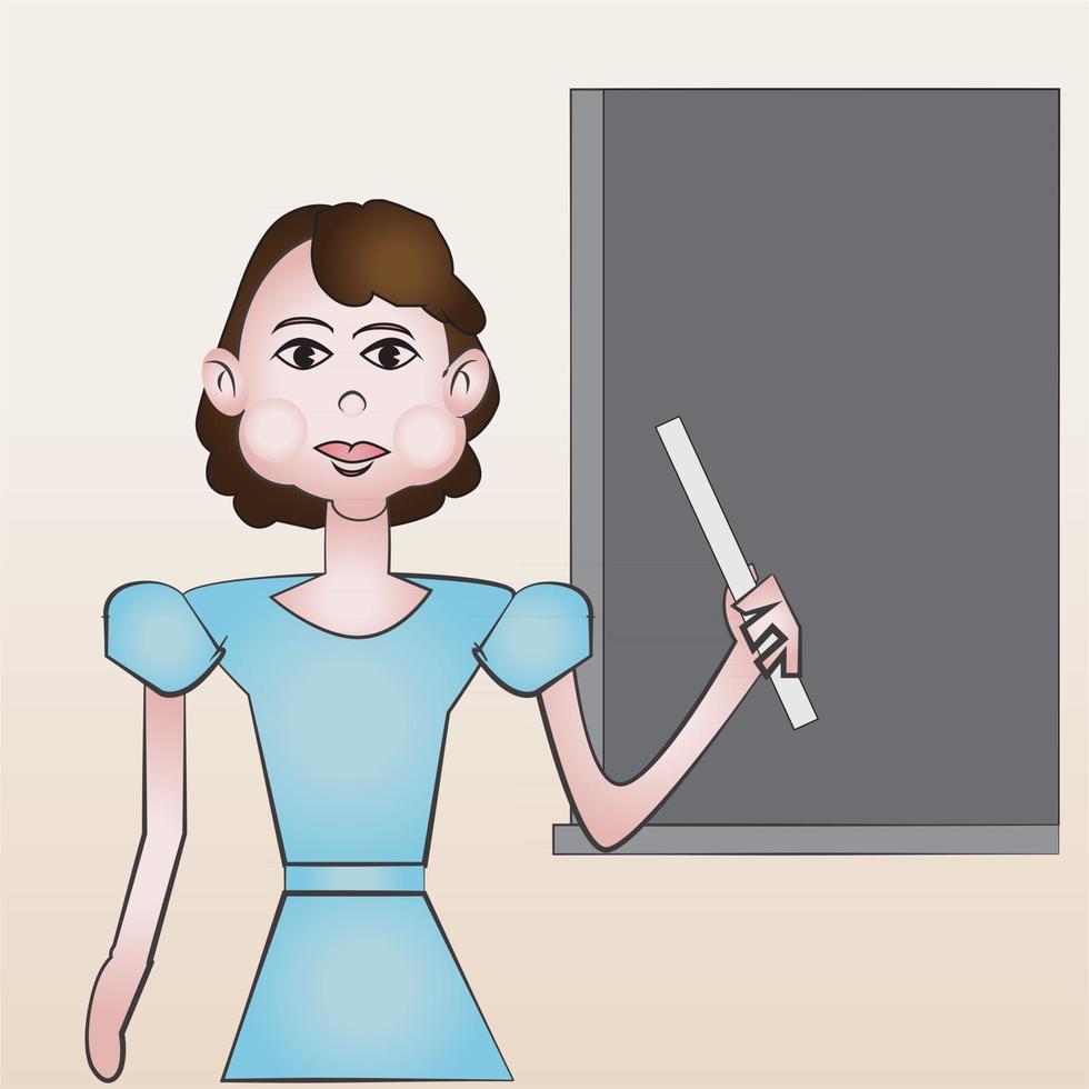 Female Teacher Cartoon Character Illustration vector