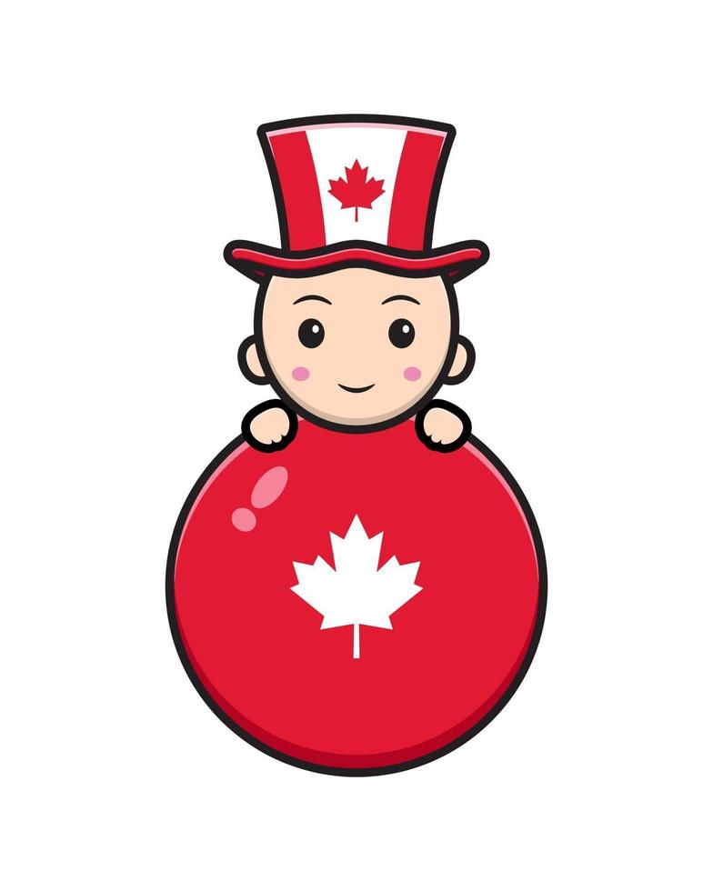 Carácter lindo del bebé celebró el ejemplo del icono del vector de la historieta del día de Canadá