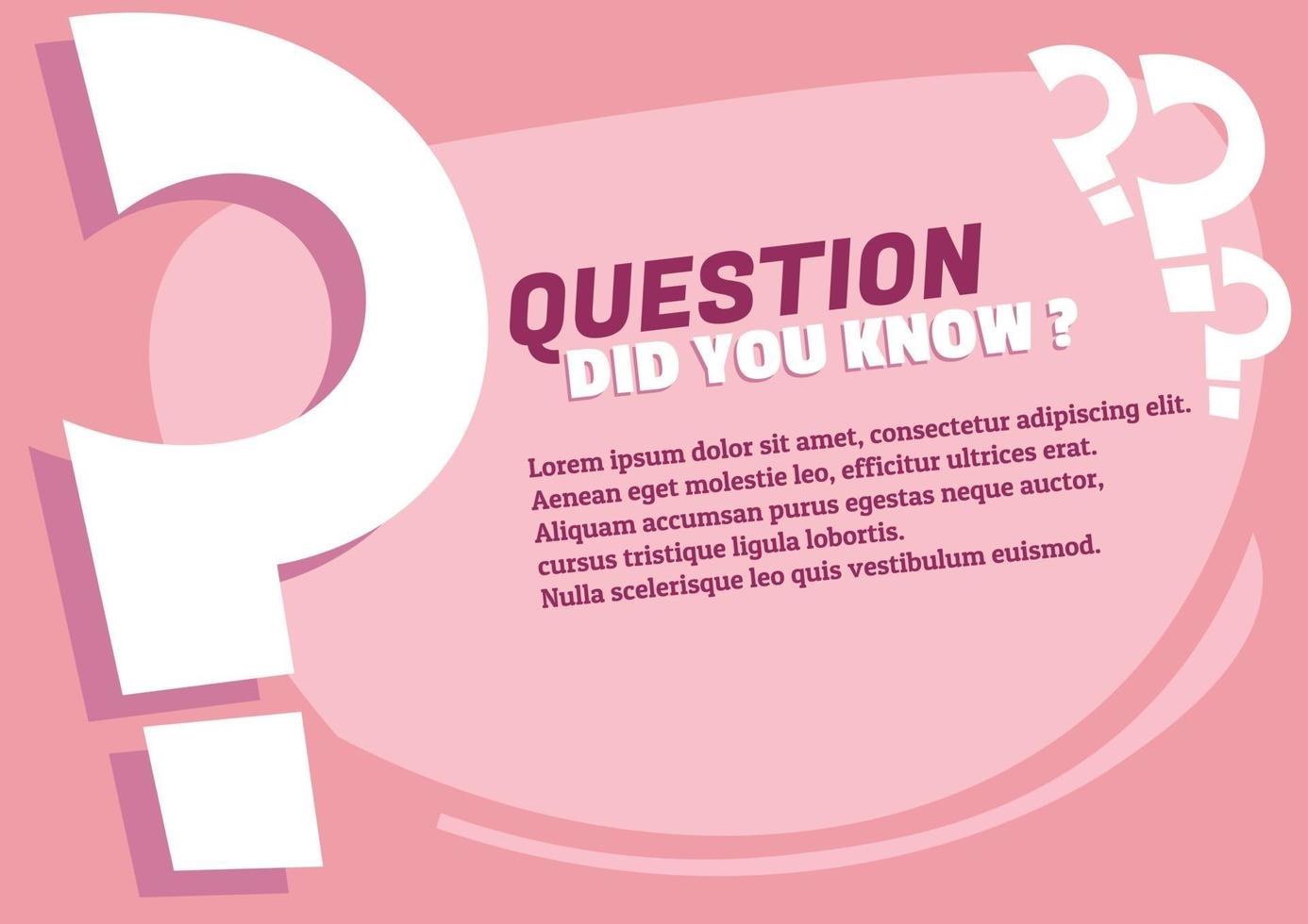 did you know with question memo help and support page template with question mark pink vector