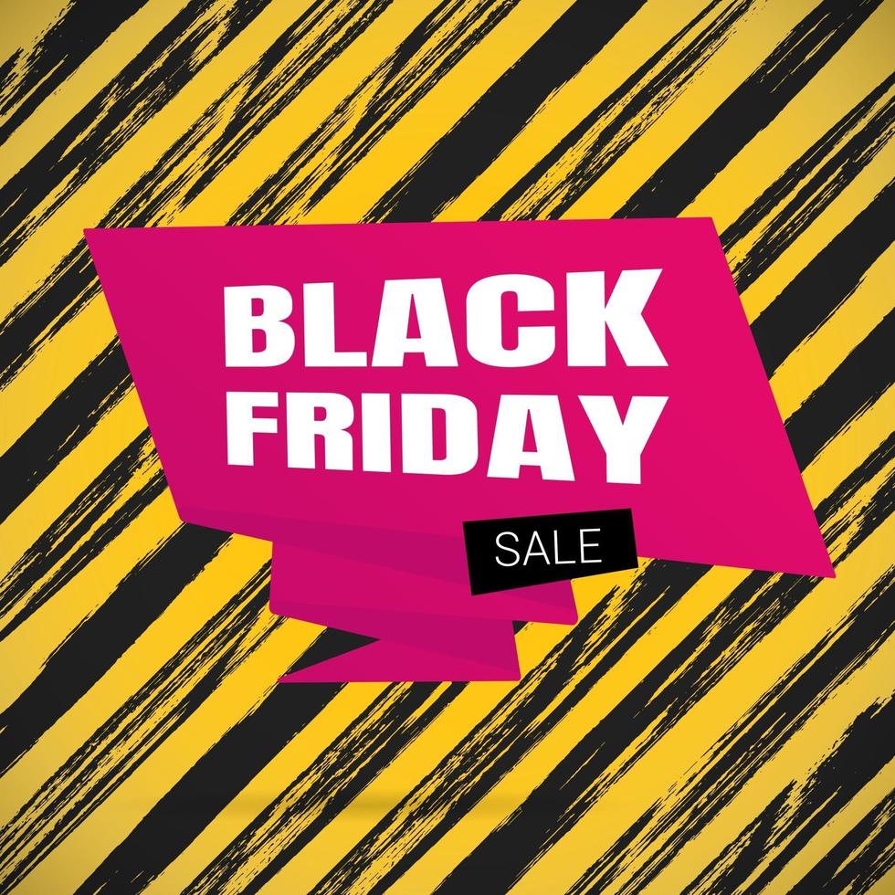 Black friday sale inspiration poster, big pink ribbon banner vector