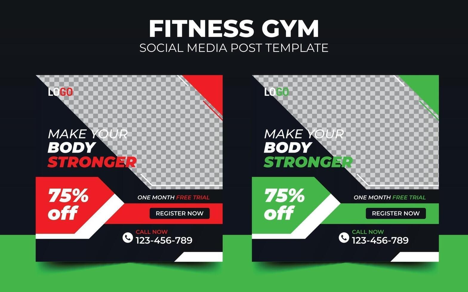 fitness gym creative social media post design vector