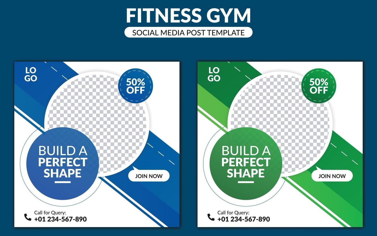 Creative gym fitness social media post design template vector