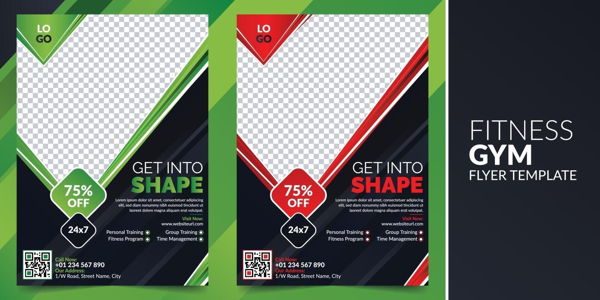 Get into shape fitness gym flyer design for promoting your business vector